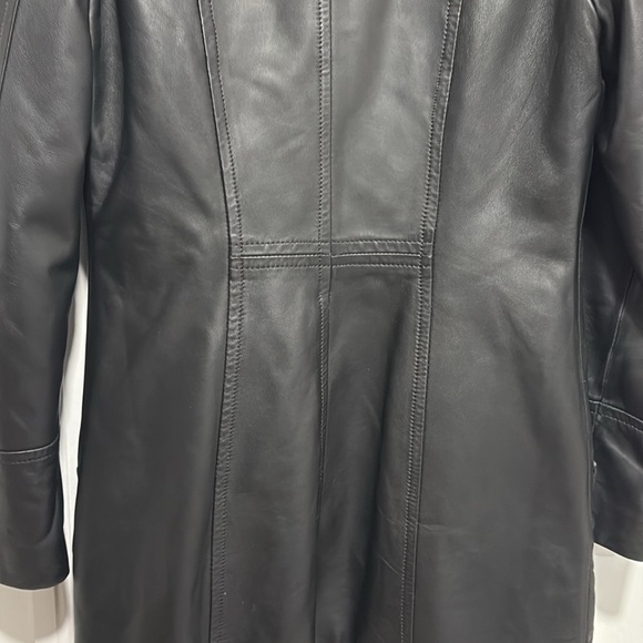 Danier Black Leather Coat with Fur Collar - Picture 11 of 11